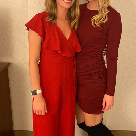 Red Ruffled Pant Suit - Picture 2 of 4